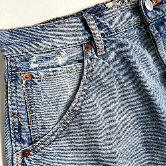 We The Free Distressed Denim Jean Skirt - 30 - Picture 5 of 11